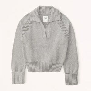 Abercrombie Notch-Neck Sweater in light grey